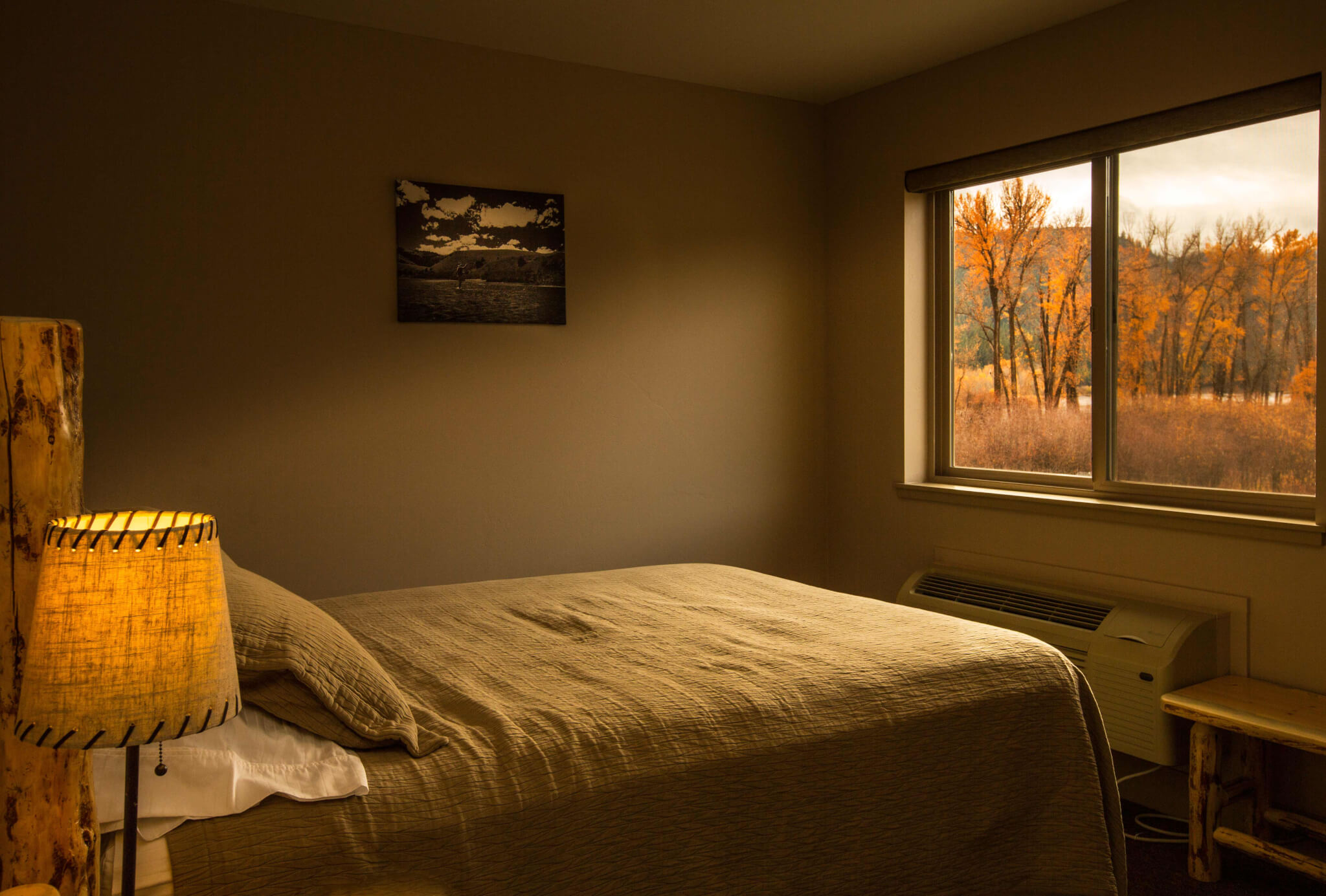 Fishing lodge bedroom.