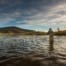 Person fly fishing in Montana river.