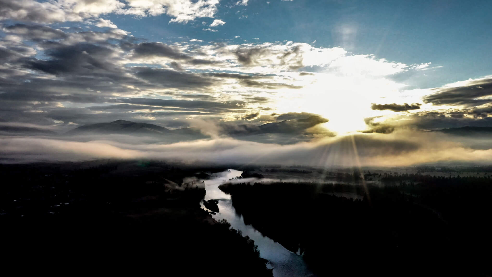 Aerial Photo Bitterroot River Montana